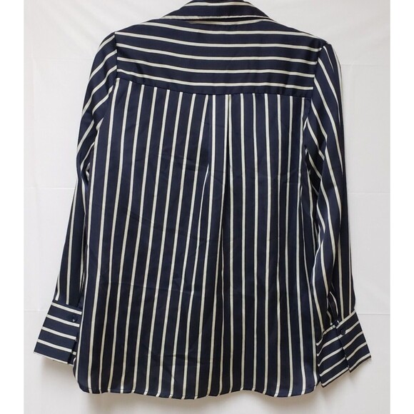 Women’s Emory Park Black & White Stripe Button-Down Shirt Long Sleeve Size S POE - Picture 2 of 12
